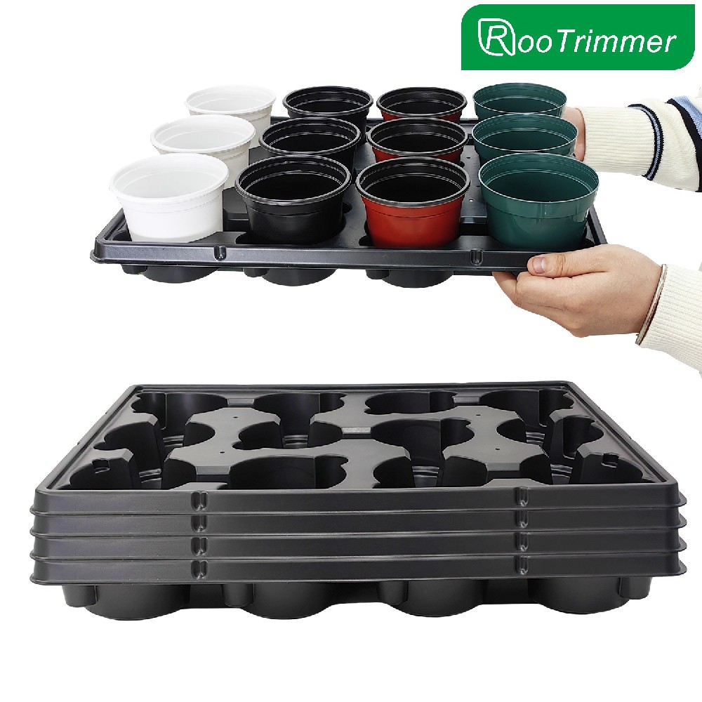 12 Cell Round Nursery Pots Trays Thickened Durable Seedling Pots Shuttle Carrying Trays for Holding 4 inch Nursery Pots (16.85