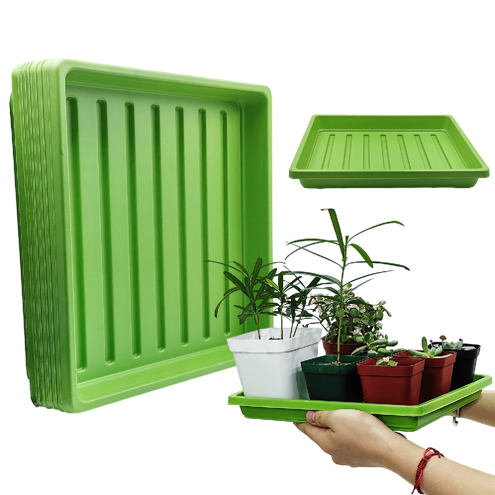 10-Pack Microgreens Seed Starter Grow Trays for Seedlings, Shallow Seeding Germination Flats Non Standard 1010 Tray no Holes Plant Sprouter Propogation Tray